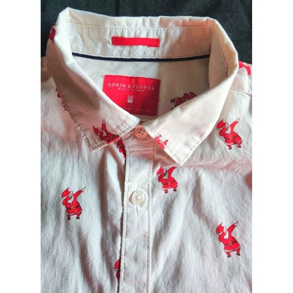 Mens Medium Button Down Shirt Dabbing Santa's Christmas Holiday Work Casual - Picture 7 of 14